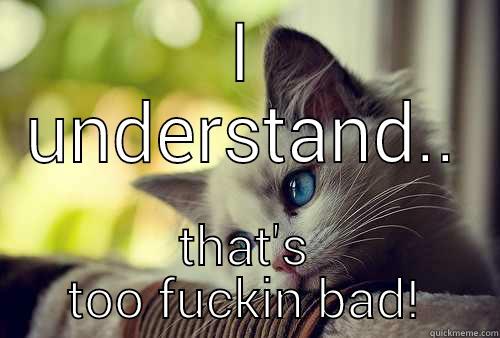 I UNDERSTAND.. THAT'S TOO FUCKIN BAD! First World Problems Cat