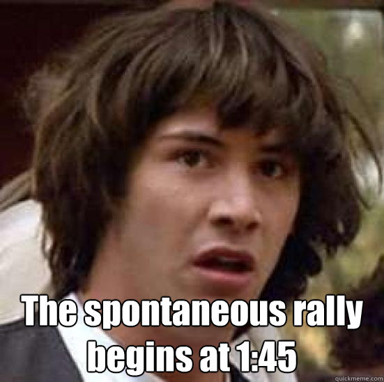  The spontaneous rally begins at 1:45  conspiracy keanu
