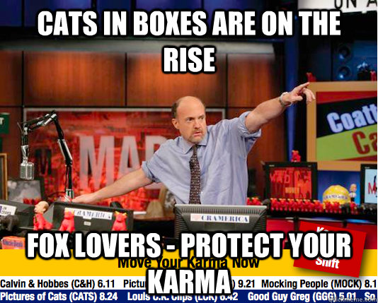 Cats in boxes are on the rise Fox lovers - protect your karma - Cats in boxes are on the rise Fox lovers - protect your karma  Mad Karma with Jim Cramer