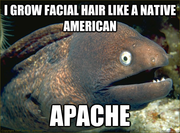 I grow facial hair like a native american apache  Bad Joke Eel