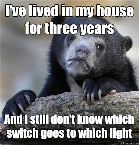 I've lived in my house for three years And I still don't know which switch goes to which light  Confession Bear