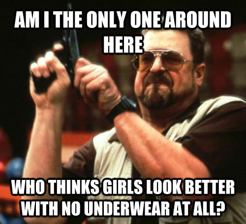 AM I THE ONLY ONE AROUND HERE WHO THINKS GIRLS LOOK BETTER WITH NO UNDERWEAR AT ALL?  Am I The Only One Around Here