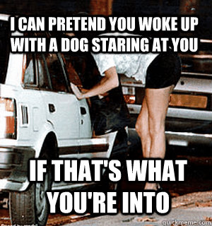 I can pretend you woke up with a dog staring at you if that's what you're into  Karma Whore