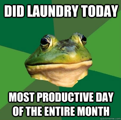 Did laundry today Most productive day of the entire month  Foul Bachelor Frog