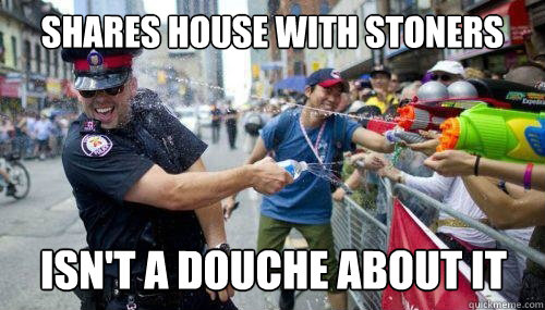 Shares house with stoners Isn't a douche about it  Good Guy Cop