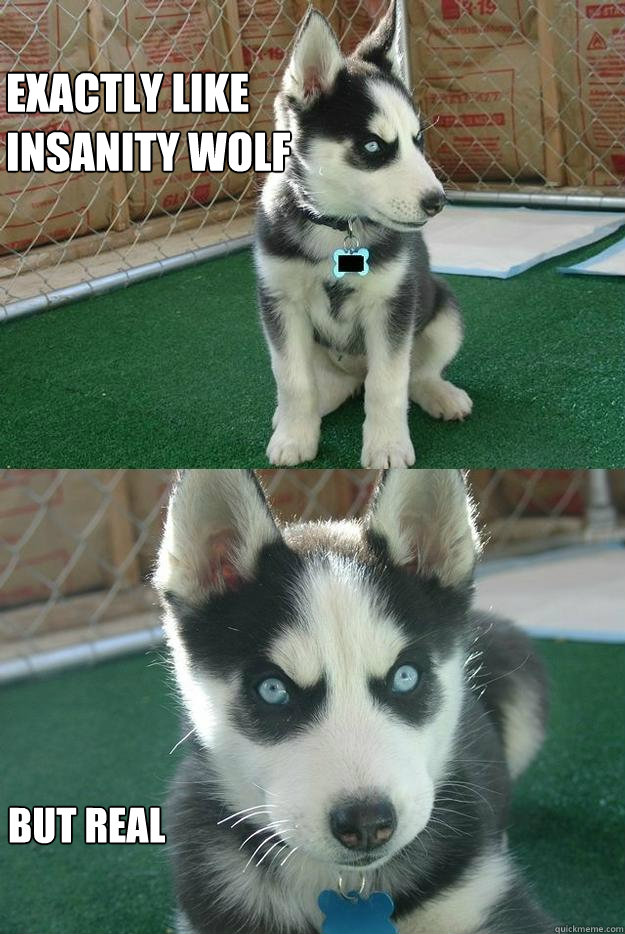exactly like
insanity wolf But real
  Insanity puppy