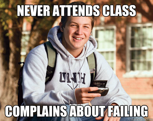 Never attends class complains about failing  College Freshman