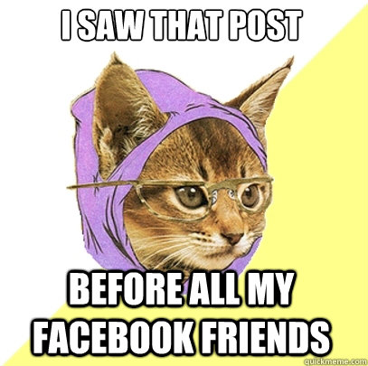 i saw that post before all my facebook friends  Hipster Kitty