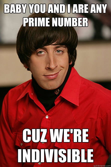 Baby you and I are any prime number Cuz We're indivisible  Pickup Line Scientist