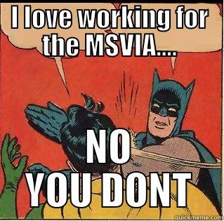 Work sucks - I LOVE WORKING FOR THE MSVIA.... NO YOU DONT Slappin Batman