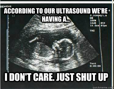 According to our ultrasound we're having a... I don't care. Just Shut Up  According to Our Ultrasound