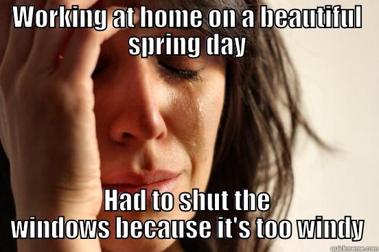 WORKING AT HOME ON A BEAUTIFUL SPRING DAY HAD TO SHUT THE WINDOWS BECAUSE IT'S TOO WINDY First World Problems