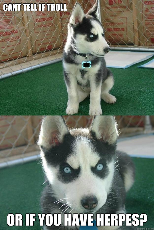Cant tell if troll or if you have herpes?  Insanity puppy