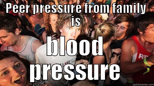 PEER PRESSURE FROM FAMILY IS BLOOD PRESSURE Sudden Clarity Clarence