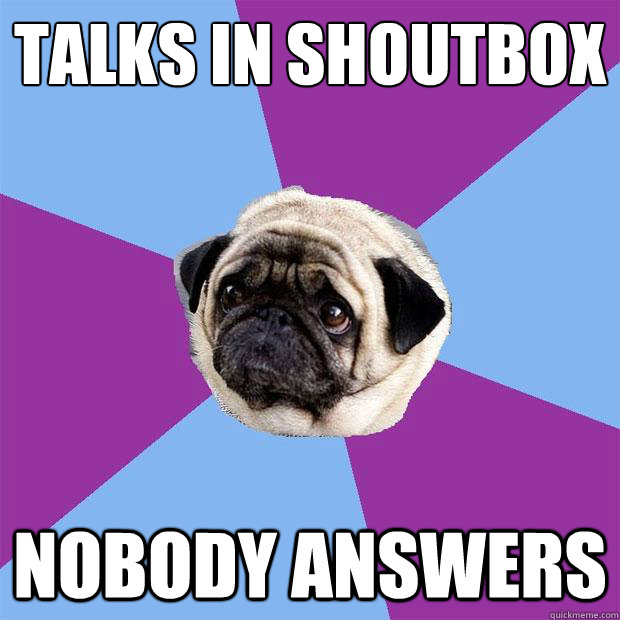 Talks in shoutbox Nobody answers  Lonely Pug