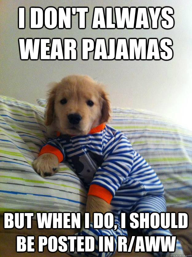 I don't always wear pajamas but when i do, i should be posted in r/aww