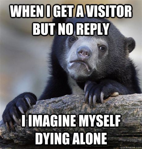 when i get a visitor but no reply I imagine myself dying alone  Confession Bear
