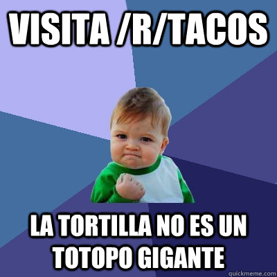 visita /r/tacos la tortilla no es un totopo gigante  Success Kid