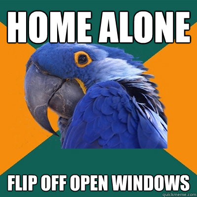 home alone flip off open windows  Paranoid Parrot