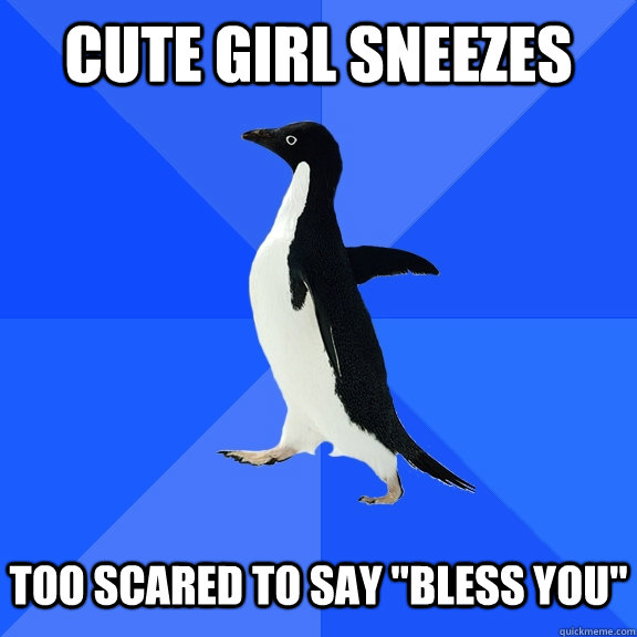 Cute girl sneezes   too scared to say 