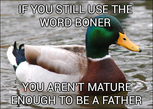 IF YOU STILL USE THE WORD BONER YOU AREN'T MATURE ENOUGH TO BE A FATHER  Actual Advice Mallard