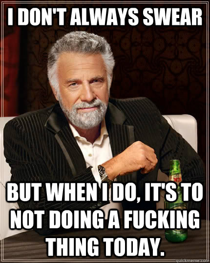 I don't always swear but when I do, it's to not doing a fucking thing today.  The Most Interesting Man In The World