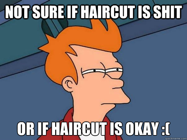 Not sure if haircut is shit or if haircut is okay :(  Not sure Fry