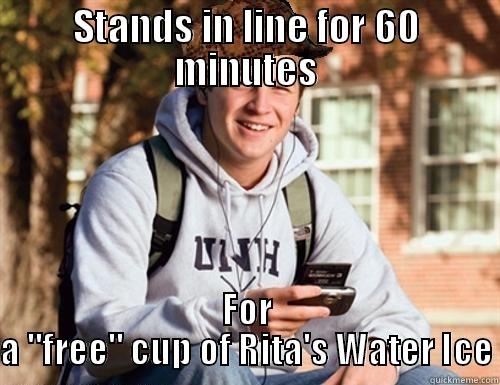 STANDS IN LINE FOR 60 MINUTES FOR A 