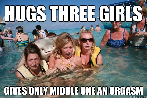 hugs three girls gives only middle one an orgasm  Pervert Stingray