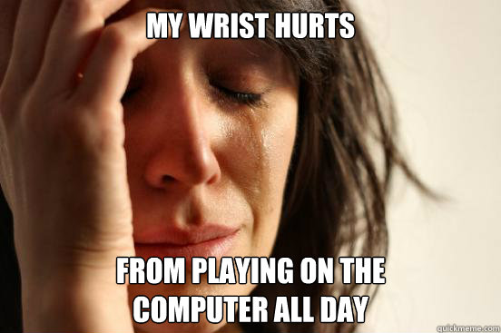 My wrist hurts from playing on the 
computer all day  First World Problems