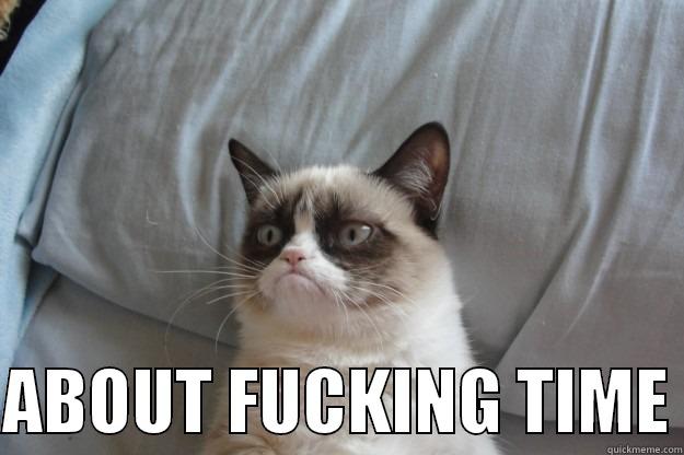   ABOUT FUCKING TIME Grumpy Cat