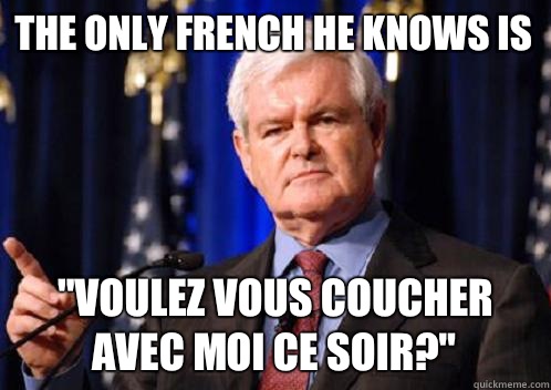 The only French he knows is 