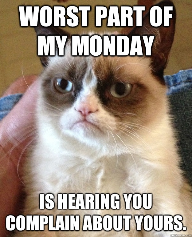 Worst part of my Monday  Is hearing you complain about yours.  grumpycat