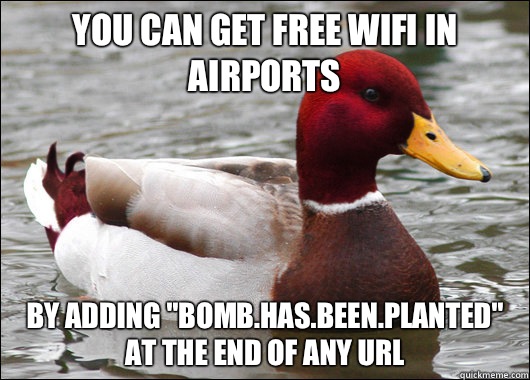 You can get free wifi in airports By adding 
