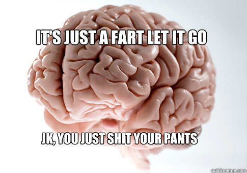 It's just a fart let it go   jk, you just shit your pants  Scumbag Brain
