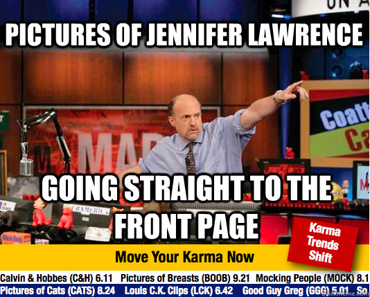 Pictures of Jennifer Lawrence Going straight to the front page  Mad Karma with Jim Cramer