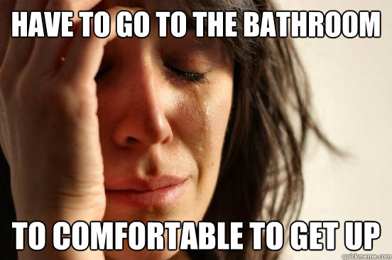 Have to go to the Bathroom To comfortable to get up  First World Problems
