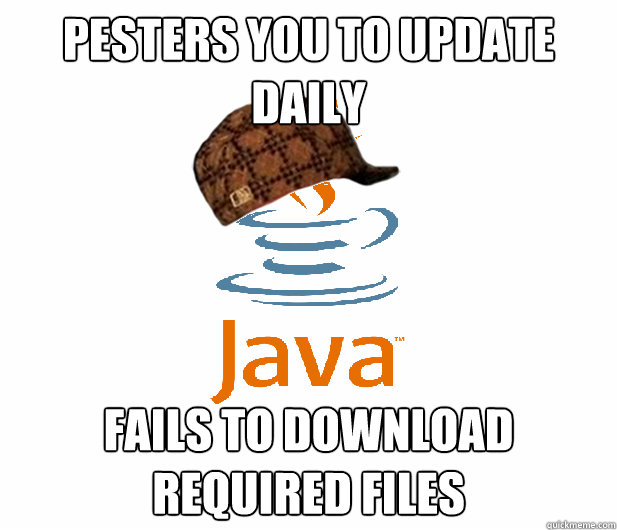 Pesters you to update daily Fails to download required files  