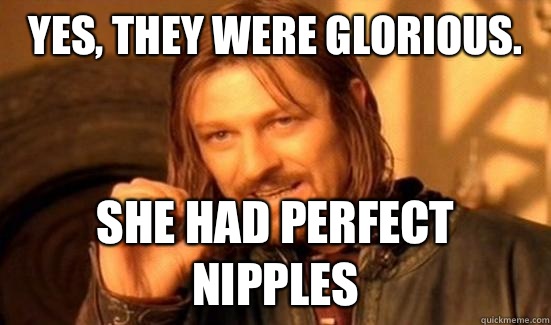 Yes, they were glorious. She had perfect nipples  Boromir