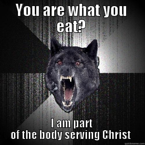 YOU ARE WHAT YOU EAT? I AM PART OF THE BODY SERVING CHRIST  Insanity Wolf