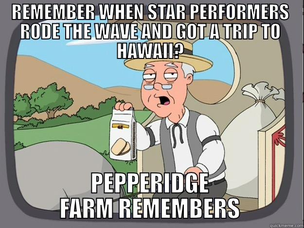 REMEMBER WHEN STAR PERFORMERS RODE THE WAVE AND GOT A TRIP TO HAWAII? PEPPERIDGE FARM REMEMBERS Pepperidge Farm Remembers