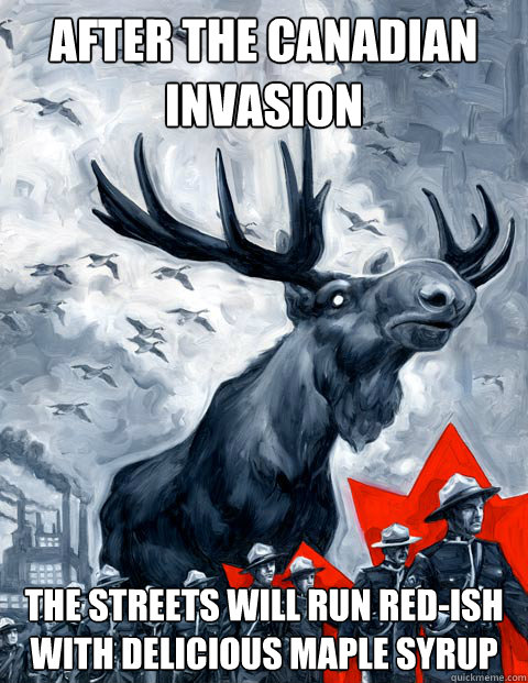 After the Canadian invasion the streets will run red-ish with delicious maple syrup  Vindictive Canadian Moose Overlord