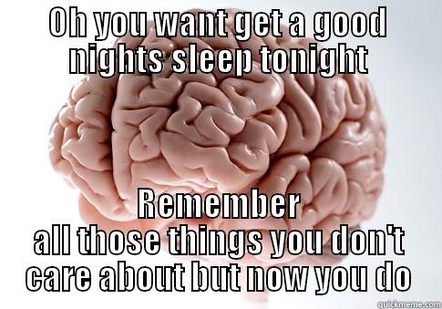 Oh Joy - OH YOU WANT GET A GOOD NIGHTS SLEEP TONIGHT REMEMBER ALL THOSE THINGS YOU DON'T CARE ABOUT BUT NOW YOU DO Scumbag Brain