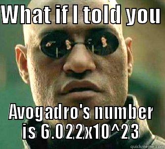Avogadro's # - WHAT IF I TOLD YOU  AVOGADRO'S NUMBER IS 6.022X10^23 Matrix Morpheus