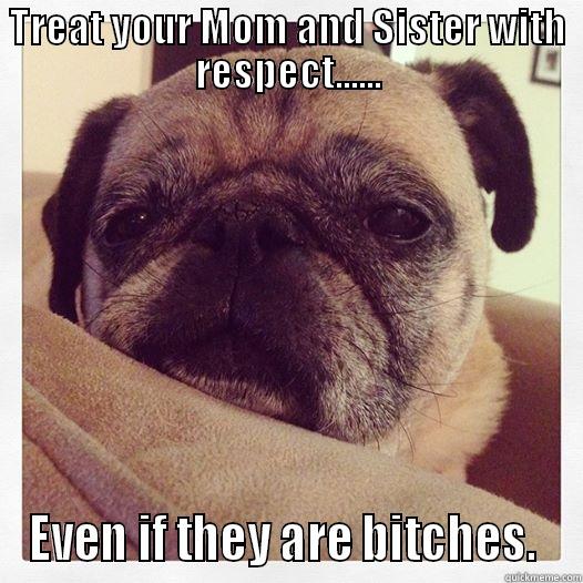 Advice Pug - TREAT YOUR MOM AND SISTER WITH RESPECT...... EVEN IF THEY ARE BITCHES.  Misc