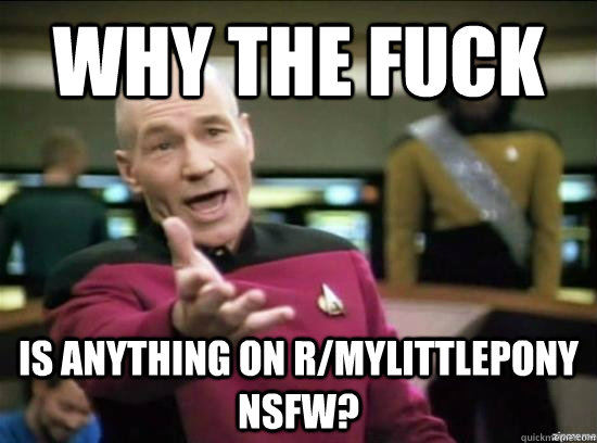 Why the fuck Is anything on r/mylittlepony NSFW?  Annoyed Picard HD