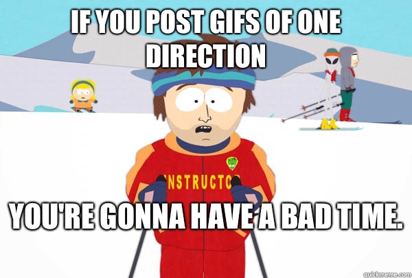 If you post gifs of one direction you're gonna have a bad time.   Super Cool Ski Instructor