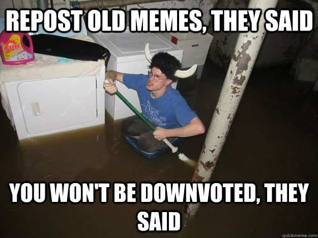 repost old memes, they said you won't be downvoted, they said  Do the laundry they said