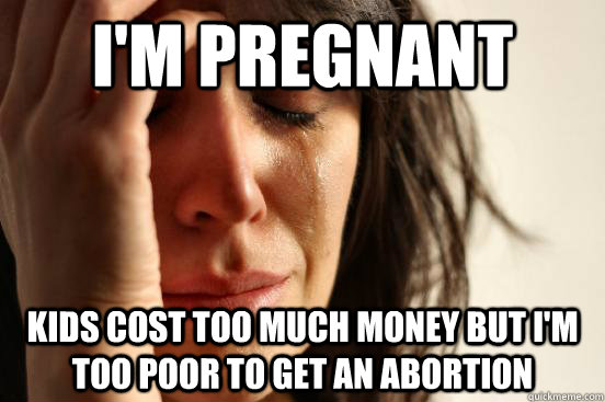 I'm pregnant Kids cost too much money but I'm too poor to get an abortion  First World Problems