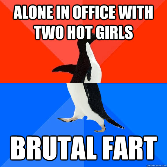 alone in office with two hot girls brutal fart  Socially Awesome Awkward Penguin